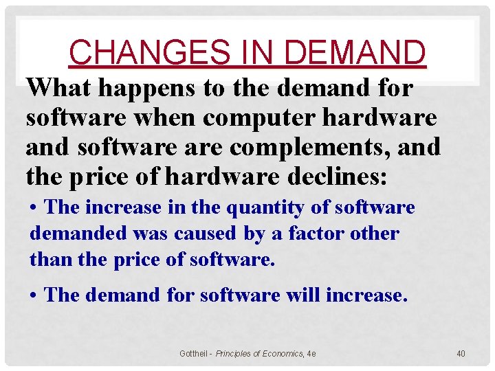 CHANGES IN DEMAND What happens to the demand for software when computer hardware and