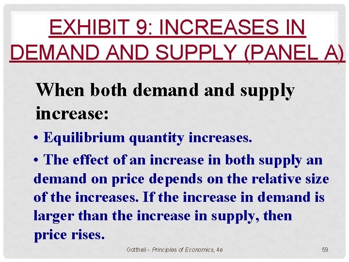 EXHIBIT 9: INCREASES IN DEMAND SUPPLY (PANEL A) When both demand supply increase: •