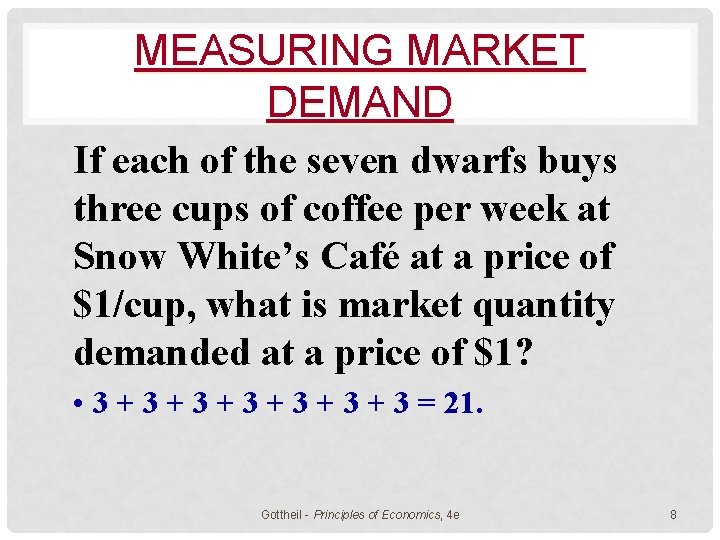 MEASURING MARKET DEMAND If each of the seven dwarfs buys three cups of coffee