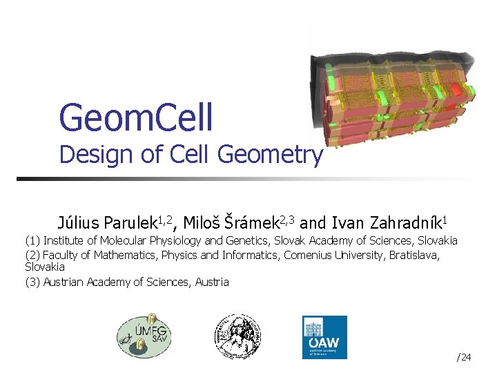 Geom. Cell Design of Cell Geometry Július Parulek 1, 2, Miloš Šrámek 2, 3