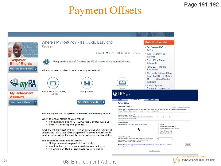 Payment Offsets 21 08: Enforcement Actions Page 191 -192 
