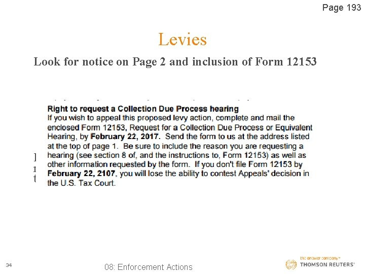 Page 193 Levies Look for notice on Page 2 and inclusion of Form 12153
