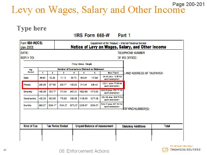 Page 200 -201 Levy on Wages, Salary and Other Income Type here 41 08: