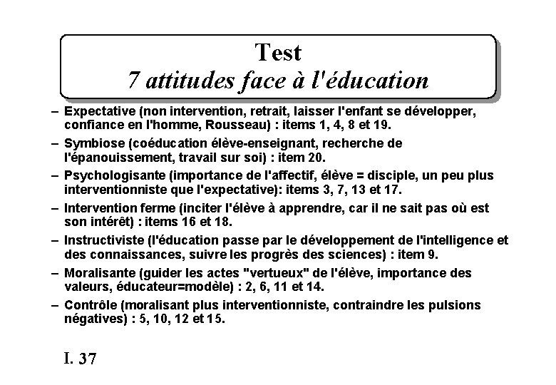 Test 7 attitudes face à l'éducation – Expectative (non intervention, retrait, laisser l'enfant se