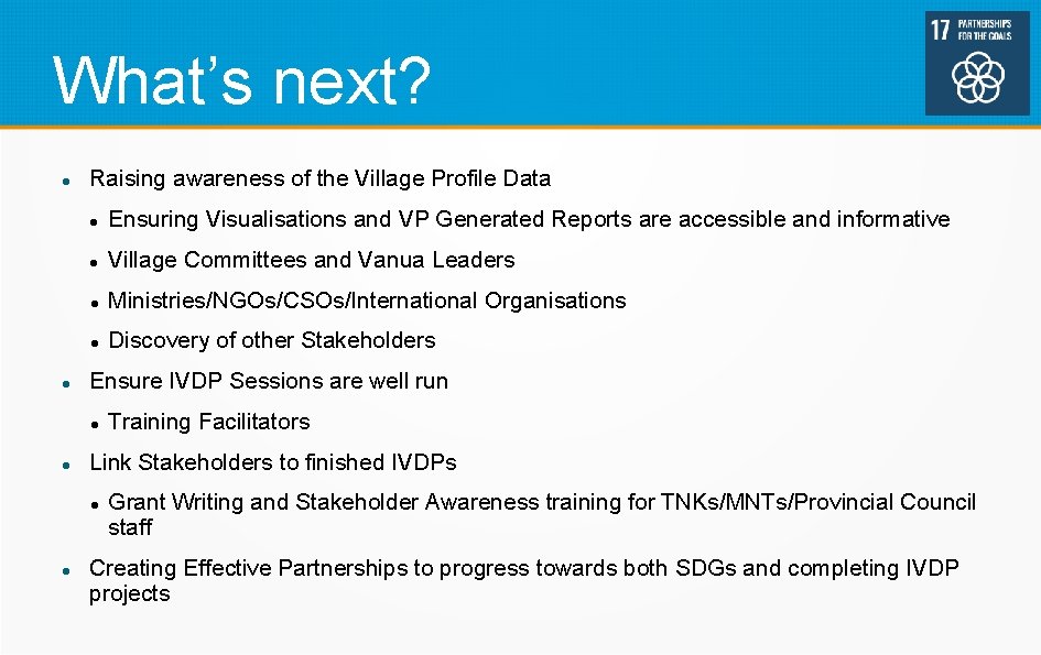 What’s next? Raising awareness of the Village Profile Data Ensuring Visualisations and VP Generated