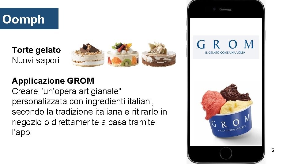 Oomph OOMPH Torte gelato Nuovi sapori Applicazione GROM Creare “un’opera artigianale” personalizzata con ingredienti