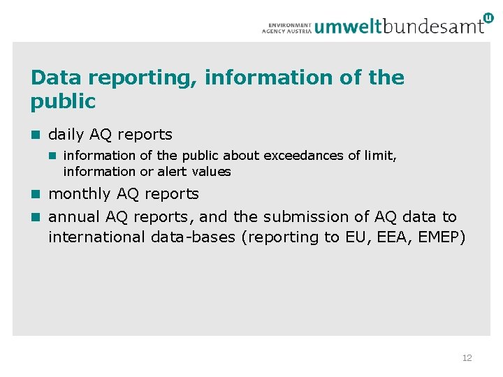 Data reporting, information of the public daily AQ reports information of the public about