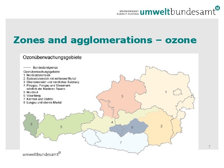 Zones and agglomerations – ozone 7 