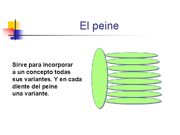 El peine Sirve para incorporar a un concepto todas sus variantes. Y en cada