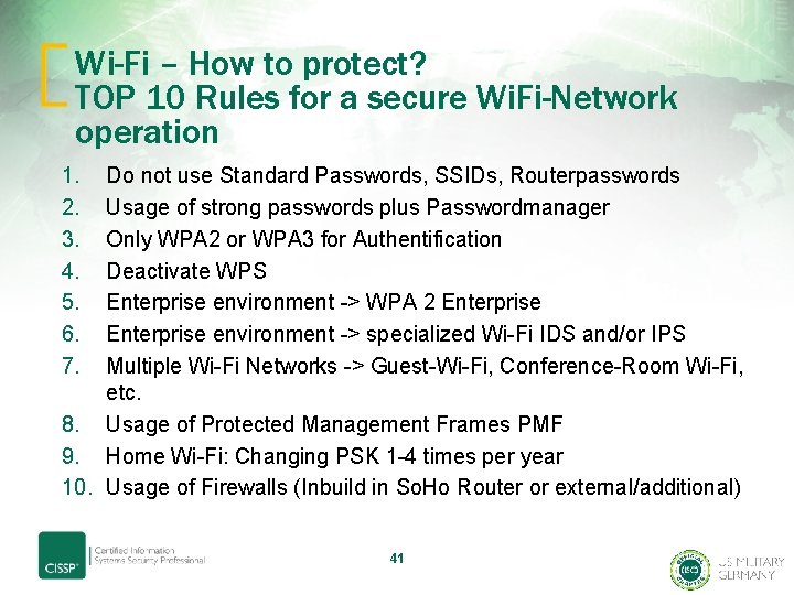 Wi-Fi – How to protect? TOP 10 Rules for a secure Wi. Fi-Network operation