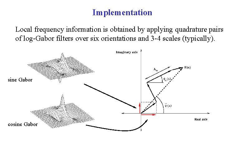 Implementation Local frequency information is obtained by applying quadrature pairs of log-Gabor filters over