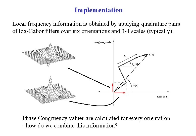 Implementation Local frequency information is obtained by applying quadrature pairs of log-Gabor filters over