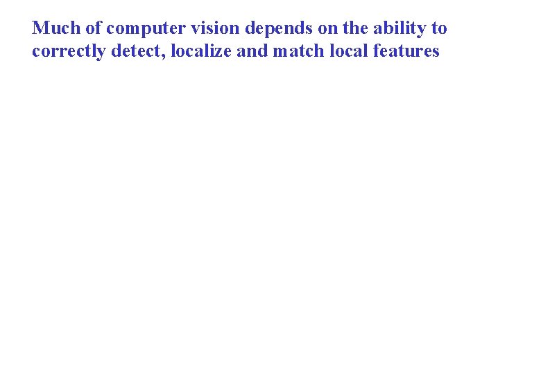 Much of computer vision depends on the ability to correctly detect, localize and match