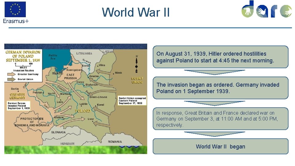 World War II On August 31, 1939, Hitler ordered hostilities against Poland to start