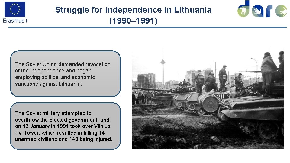 Struggle for independence in Lithuania (1990– 1991) The Soviet Union demanded revocation of the