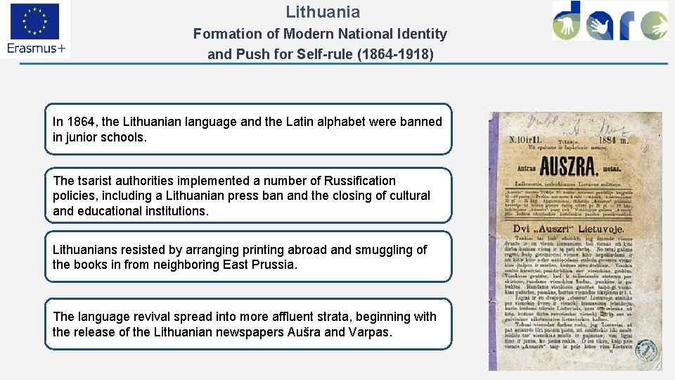  Lithuania Formation of Modern National Identity and Push for Self-rule (1864 -1918) In
