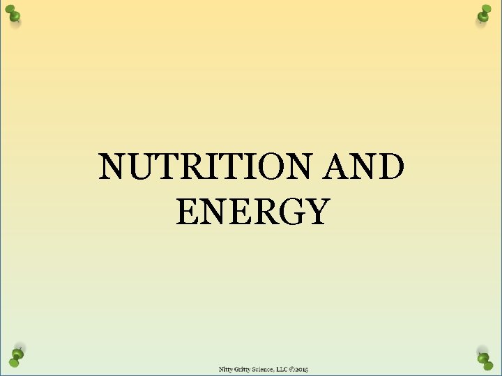 NUTRITION AND ENERGY 