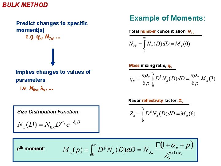 BULK METHOD Predict changes to specific moment(s) e. g. qx, NTx, . . .