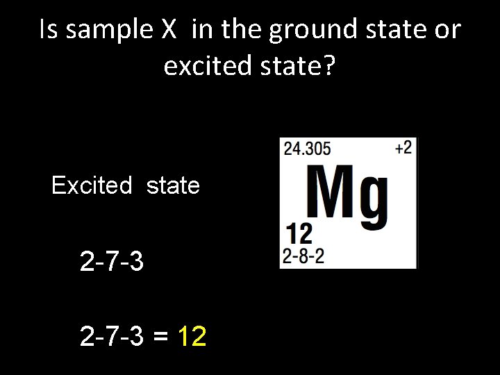 Is sample X in the ground state or excited state? Excited state 2 -7 Is sample X in the ground state or excited state? Excited state 2 -7