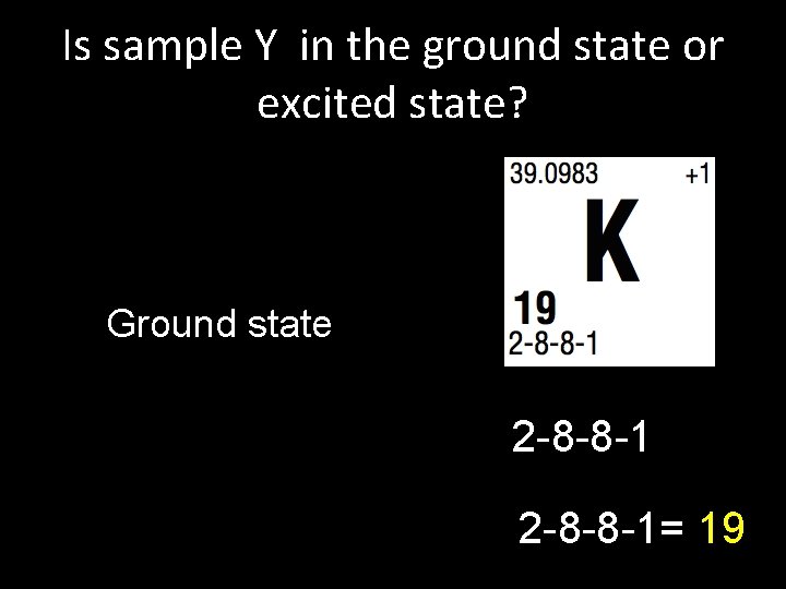 Is sample Y in the ground state or excited state? Ground state 2 -8 Is sample Y in the ground state or excited state? Ground state 2 -8