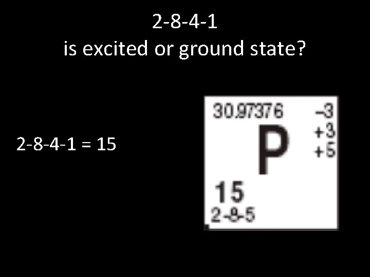2 -8 -4 -1 is excited or ground state? 2 -8 -4 -1 = 2 -8 -4 -1 is excited or ground state? 2 -8 -4 -1 =