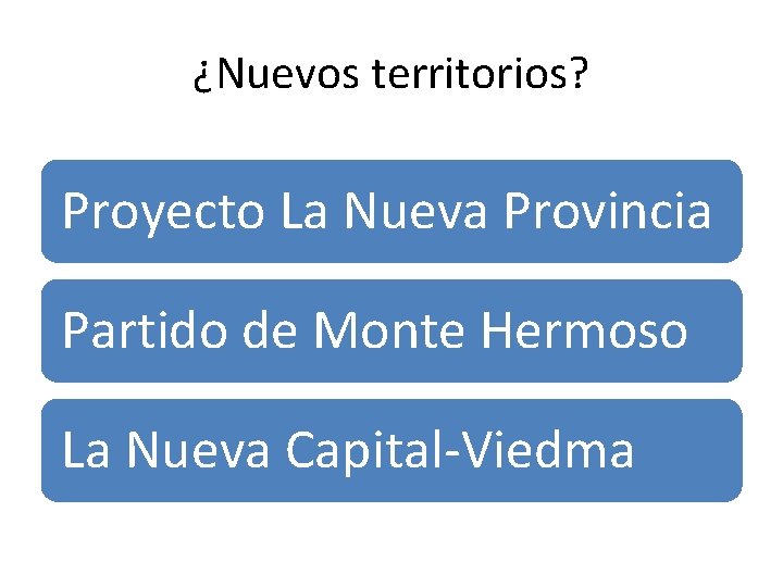 ¿Nuevos territorios? Proyecto La Nueva Provincia Partido de Monte Hermoso La Nueva Capital-Viedma 