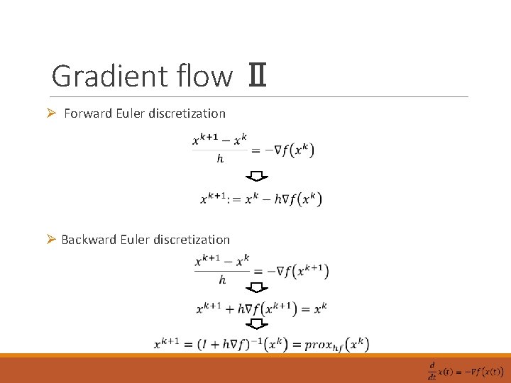 Gradient flow Ⅱ Ø Forward Euler discretization Ø Backward Euler discretization 
