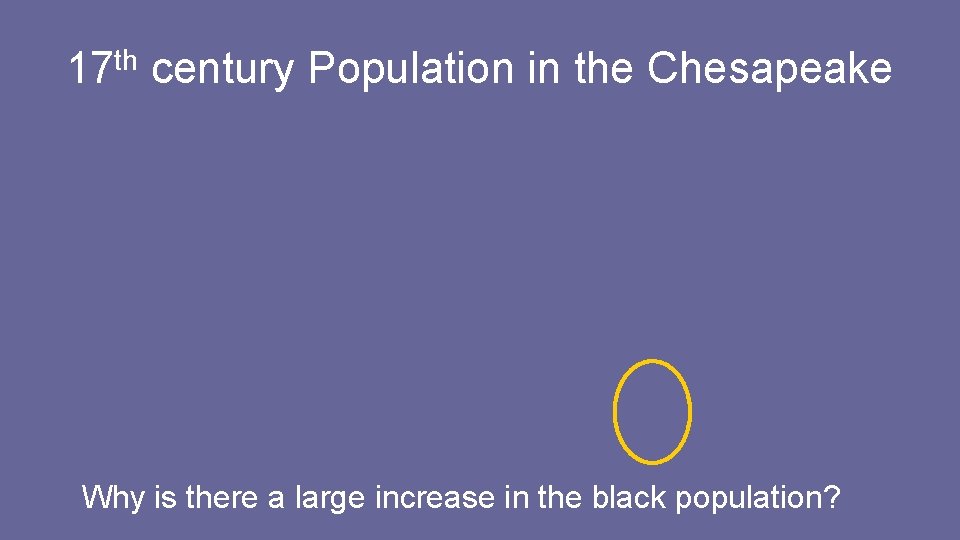 17 th century Population in the Chesapeake Why is there a large increase in 17 th century Population in the Chesapeake Why is there a large increase in