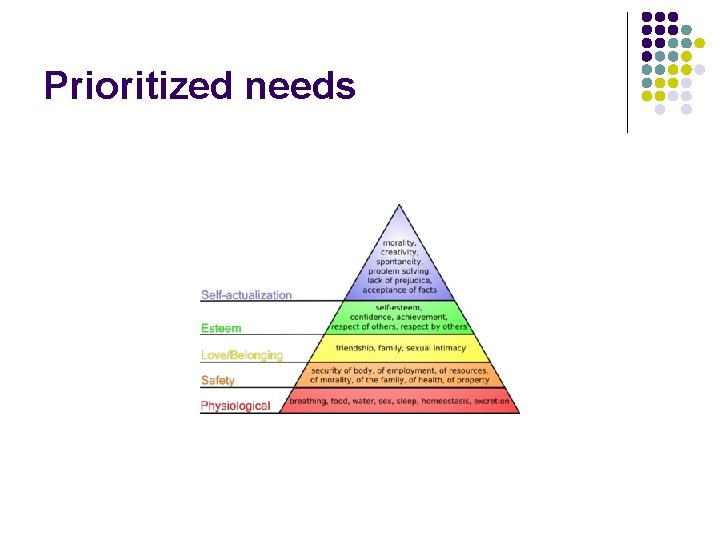 Prioritized needs 