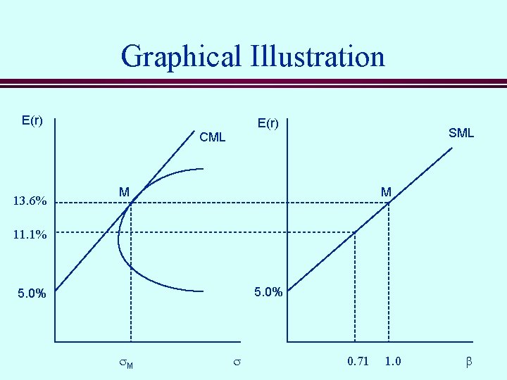 Graphical Illustration E(r) CML 13. 6% SML M M 11. 1% 5. 0% s.