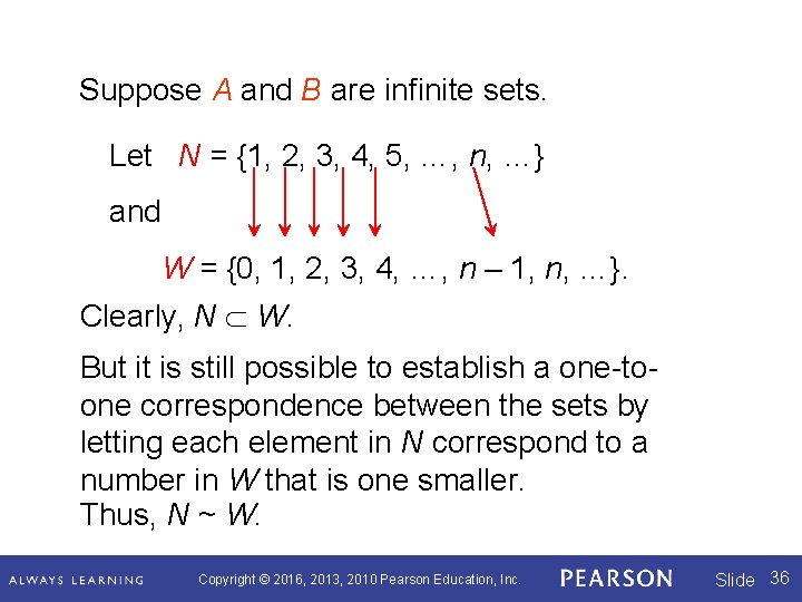 Suppose A and B are infinite sets. Let N = {1, 2, 3, 4,