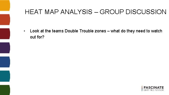 HEAT MAP ANALYSIS – GROUP DISCUSSION • Look at the teams Double Trouble zones HEAT MAP ANALYSIS – GROUP DISCUSSION • Look at the teams Double Trouble zones