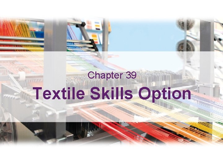 Textile Skills Option Learning Outcomes Chapter 39 Textile Skills Option 39 