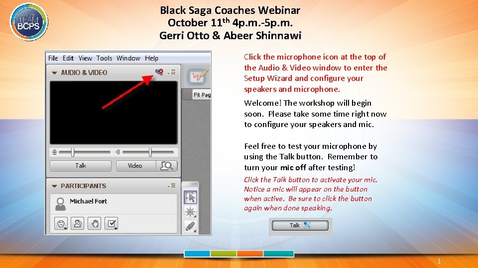 Black Saga Coaches Webinar October 11 th 4 p. m. -5 p. m. Gerri