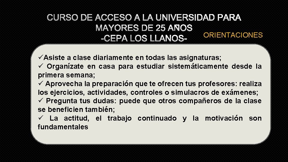CURSO DE ACCESO A LA UNIVERSIDAD PARA MAYORES
