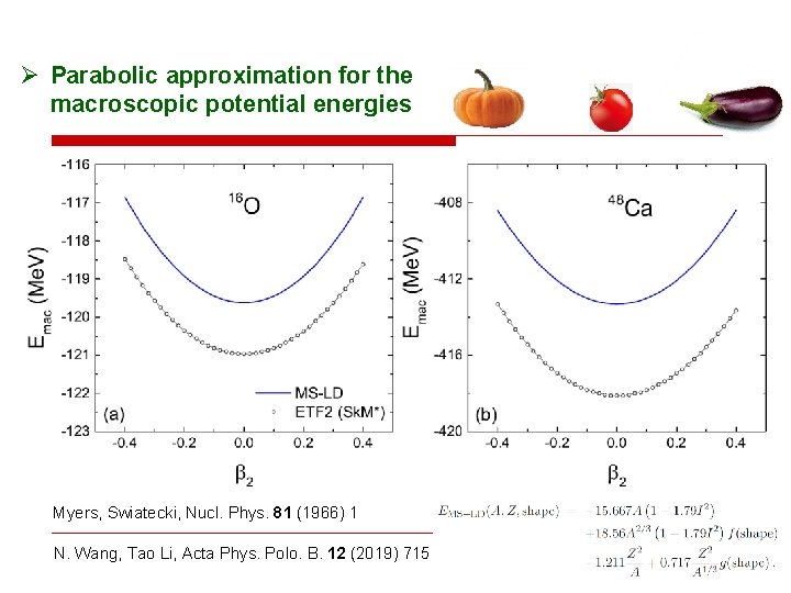 Ø Parabolic approximation for the macroscopic potential energies Myers, Swiatecki, Nucl. Phys. 81 (1966)