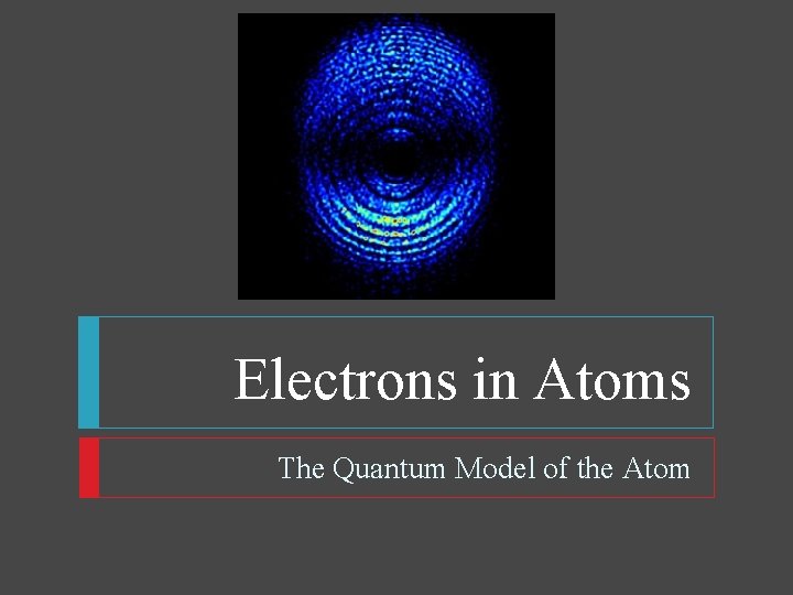 Electrons in Atoms The Quantum Model of the Atom 