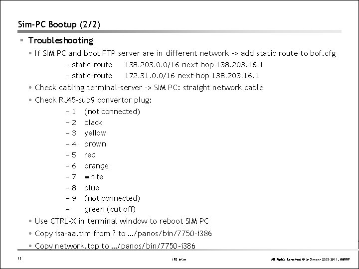 Sim-PC Bootup (2/2) § Troubleshooting If SIM PC and boot FTP server are in Sim-PC Bootup (2/2) § Troubleshooting If SIM PC and boot FTP server are in