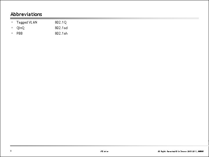Abbreviations § § § 2 Tagged VLAN 802. 1 Q Qin. Q 802. 1 Abbreviations § § § 2 Tagged VLAN 802. 1 Q Qin. Q 802. 1