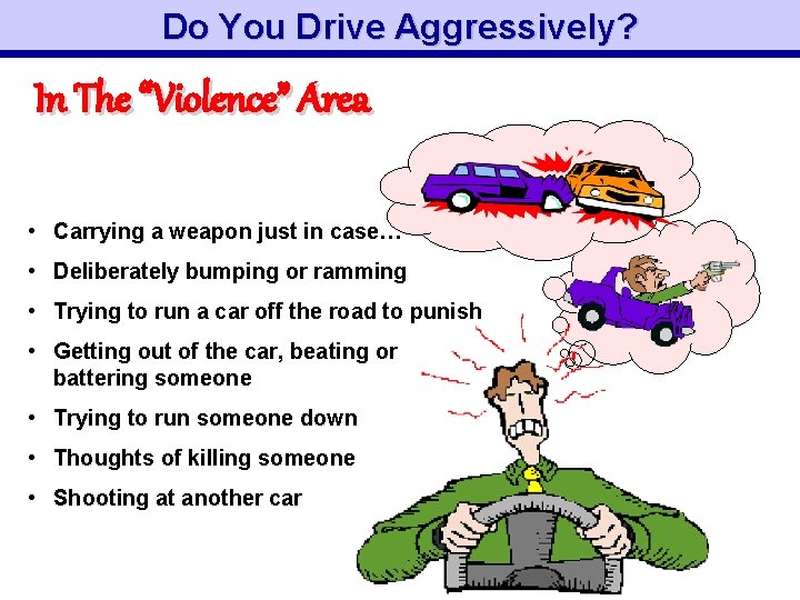 Do You Drive Aggressively? In The “Violence” Area • Carrying a weapon just in