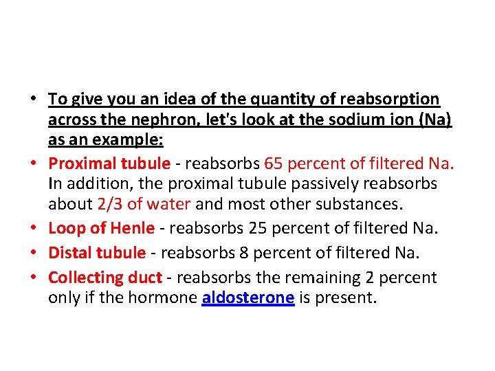  • To give you an idea of the quantity of reabsorption across the