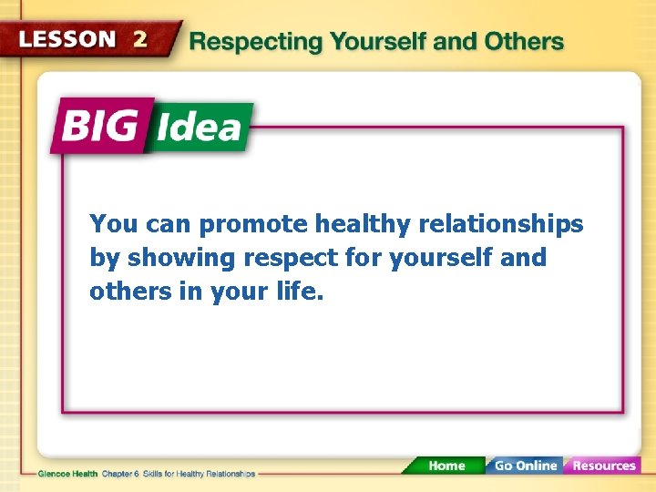 You can promote healthy relationships by showing respect for yourself and others in your