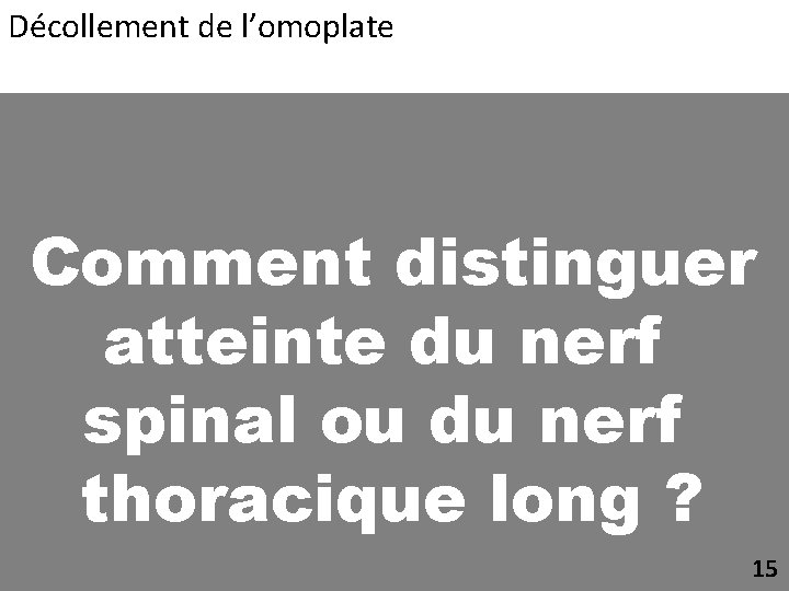 Décollement de l’omoplate Comment distinguer atteinte du nerf spinal ou du nerf thoracique long