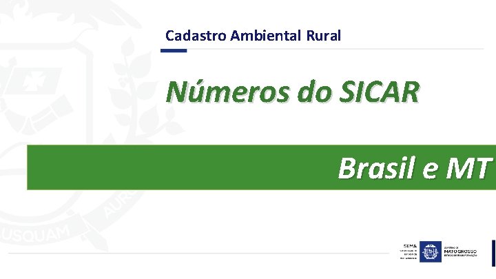 Cadastro Ambiental Rural Números do SICAR Brasil e MT 