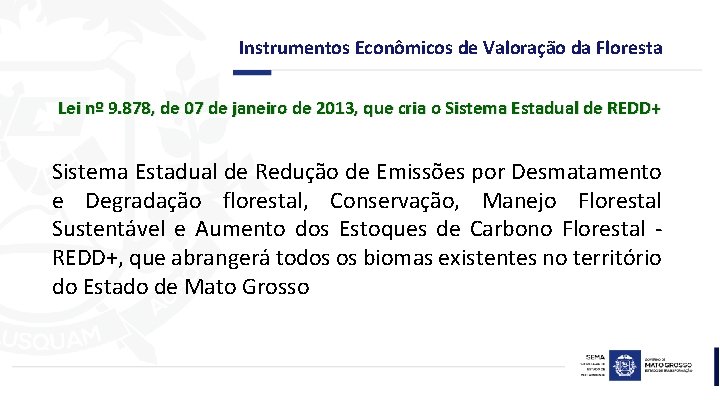 Instrumentos Econômicos de Valoração da Floresta Lei nº 9. 878, de 07 de janeiro