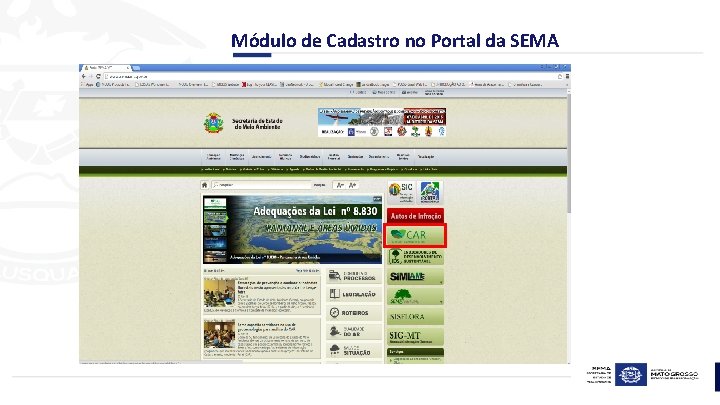 Módulo de Cadastro no Portal da SEMA 