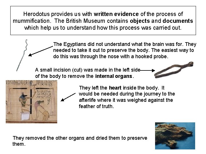 Herodotus provides us with written evidence of the process of mummification. The British Museum Herodotus provides us with written evidence of the process of mummification. The British Museum