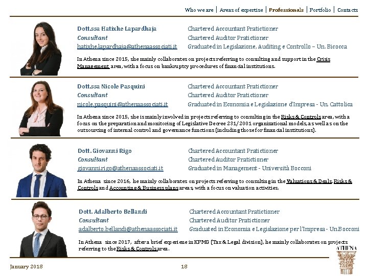 Who we are │ Areas of expertise │ Professionals │ Portfolio │ Contacts Dott. Who we are │ Areas of expertise │ Professionals │ Portfolio │ Contacts Dott.