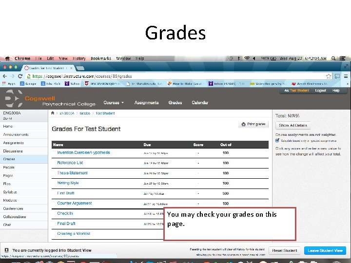 Grades You may check your grades on this page. 