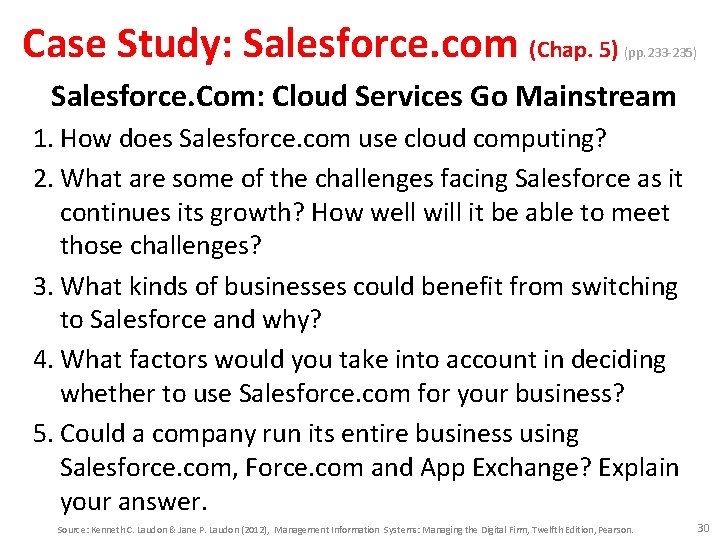 Case Study: Salesforce. com (Chap. 5) (pp. 233 -235) Salesforce. Com: Cloud Services Go